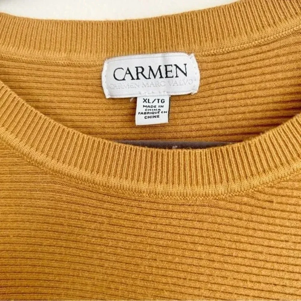 CARMEN MARC VALVO I Womens Ochre Ribbed Cropped Sweater I‎ XL I Dolman Sleeve - Picture 9 of 10